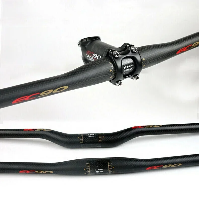 AliExpress EC90 MTB Mountain Bike Horizontal Handlebar Carbon Bicycle Ultralight Straight Handle Bar 25.4/31.8mm Flat Riser Bar Bike Parts