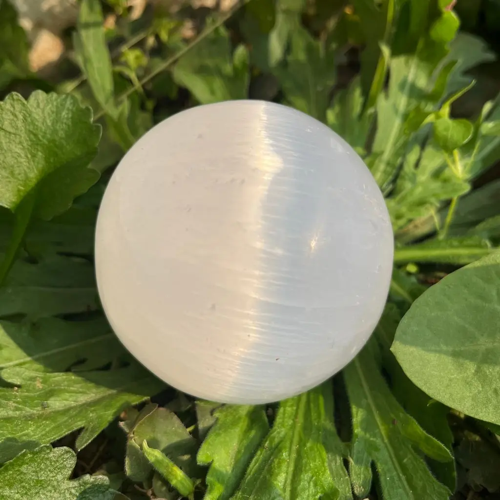 

Natural Selenite Sphere Crystal Spiritual Energy Healing Stone Home Decor Ball