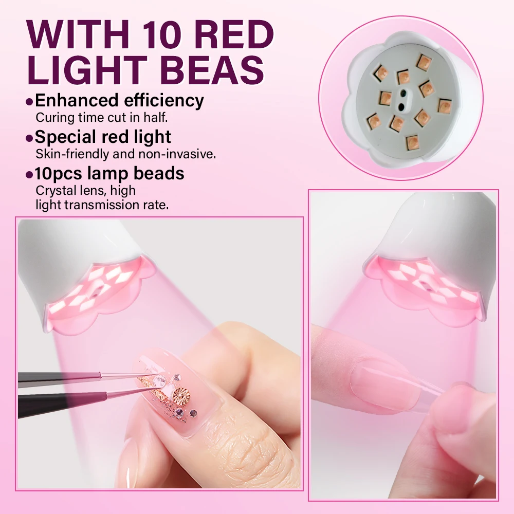 Mini lâmpada uv recarregável para unhas, secador de luz uv para unhas, esmalte em gel, 4 temporizadores, cura rápida, lâmpada uv para casa, manicure diy