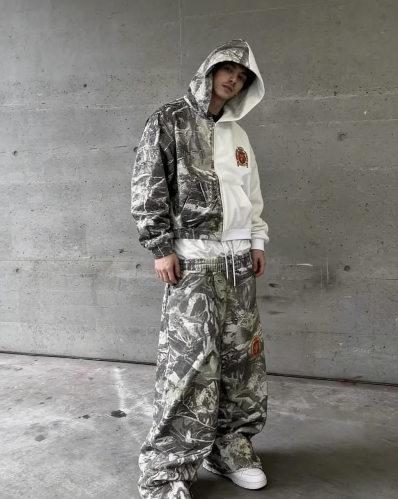 

Мужская толстовка с капюшоном на молнии, камуфляжная, с подкладкой, в стиле стритвир