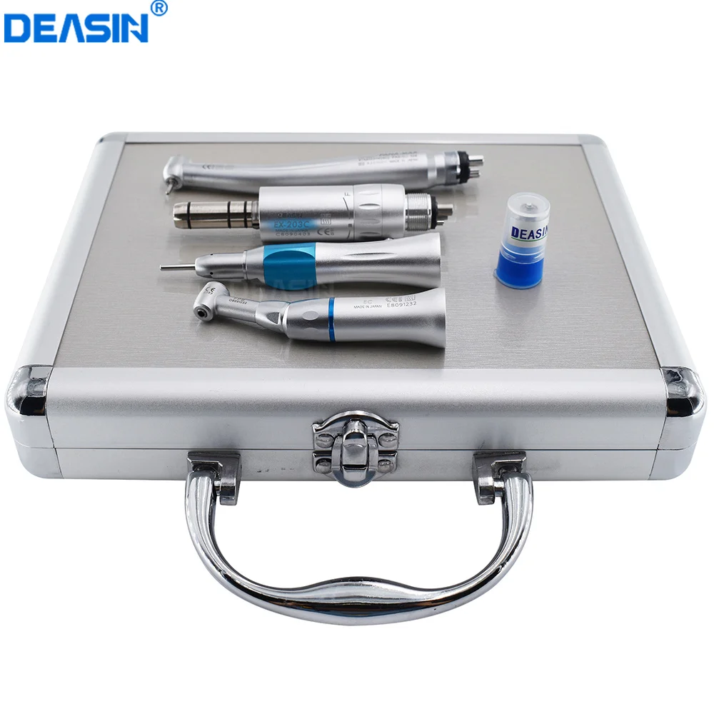 Dental High Low Speed Set Straight Contra Angle Handpiece Air Motor Push Button Air Turbine Tip 2/4 Hole Dentistry Kit Tools