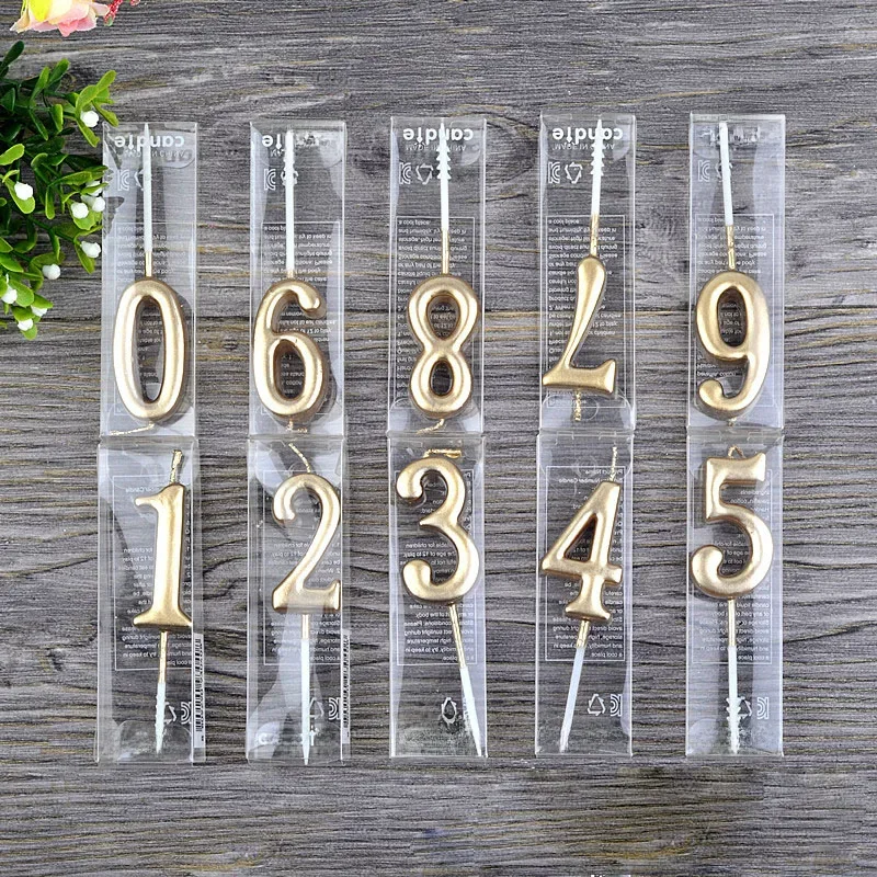 1Pcs Gold Happy Birthday Number Cake Candles 0 1 2 3 4 5 6 7 8 9 Cake Topper Kids Girls Boys Bar Baby Party Supplies Decoration — zdjęcie 2