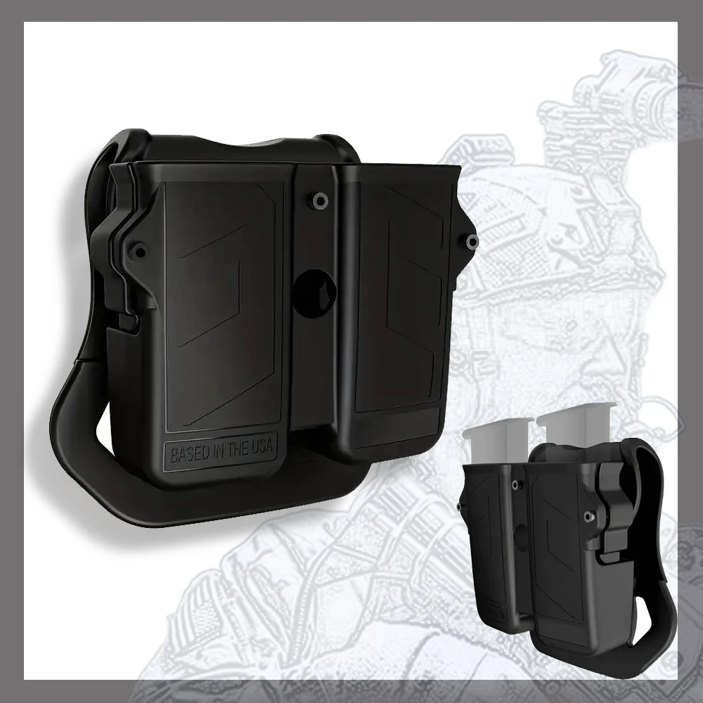 

Tactical Dual Magazine Bag 9mm Dual Stack 1.5-2.5 Inch with Universal Adjustable Magazine Bag for MAG Bracket Shooting Hunting