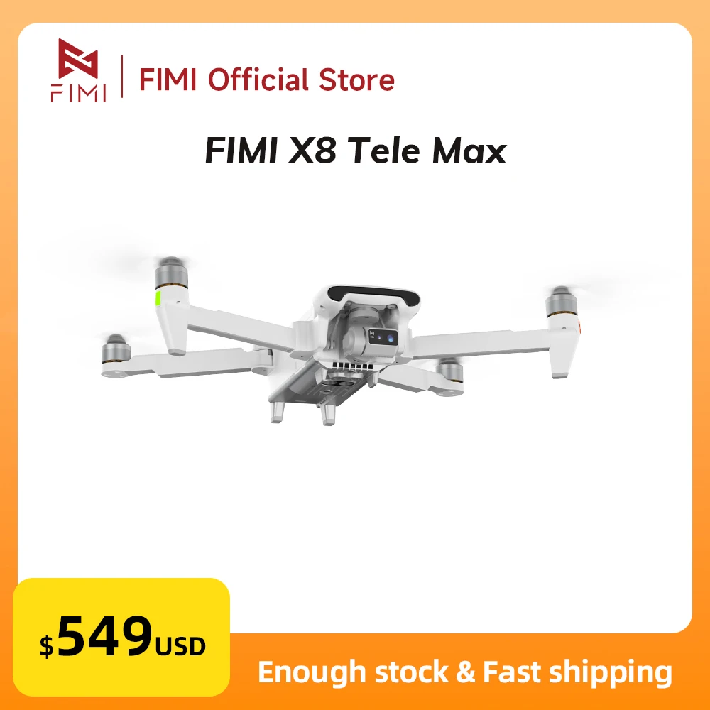Nuevo Dron FIMI X8 Tele Max con Cámara Teleobjetivo Gran Angular, Zoom Híbrido 30x, Alcance de 20 KM, 4K 60fps, Gimbal de 3 Ejes, GPS, IA, Video Súper Nocturno