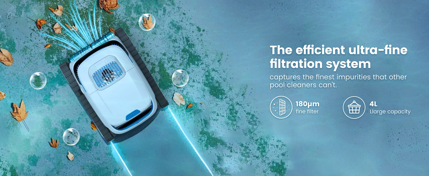 AIRROBO PC10 Robotic Pool Vacuum Cleaner, 45,000Pa Powerful Suction, Wall-Climbing, Suitable for 2000 Sq Ft Walls and Floors