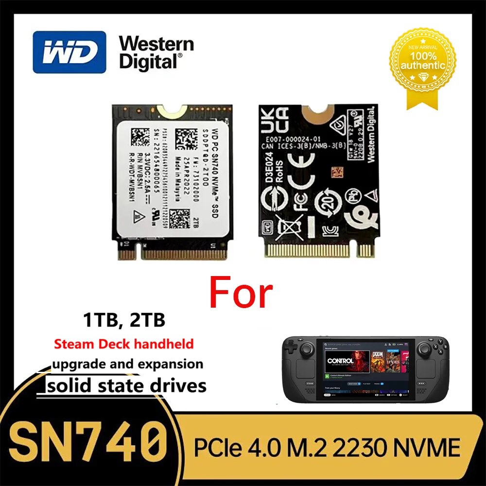 Western Digital WD SN740 M.2 2230 SSD 1TB 2TB NVMe PCIe Gen4  for Steam Deck Rog Ally GPD Surface Laptop Tablet Mini PC Computer