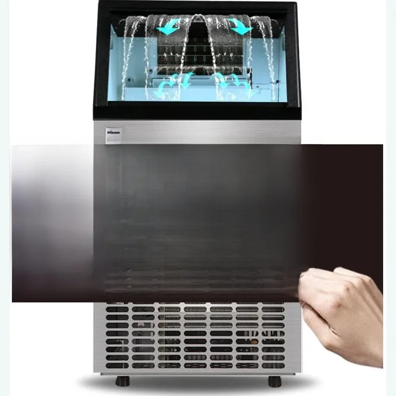 Commercial 220V Milk Tea Shop Ice Maker Home Visual Ice Maker Fully Automatic Large Capacity Safe Ice Making Tool