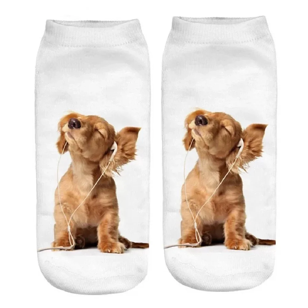 Nowe drukowane 3D fajne śmieszne Cosplay szczęśliwy pies krótkie skarpetki Casro Shepherd buldog Chihuahua Shiba Inu pomorski pudel — zdjęcie 2