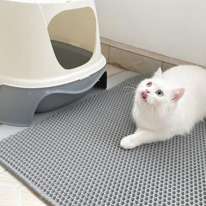 Cat Litter Mat Double Layer Waterproof Urine Proof Trapping Mat Easyto Clean Non-Slip Toilet Pad Cat Scratch Pad Large Foot Pa