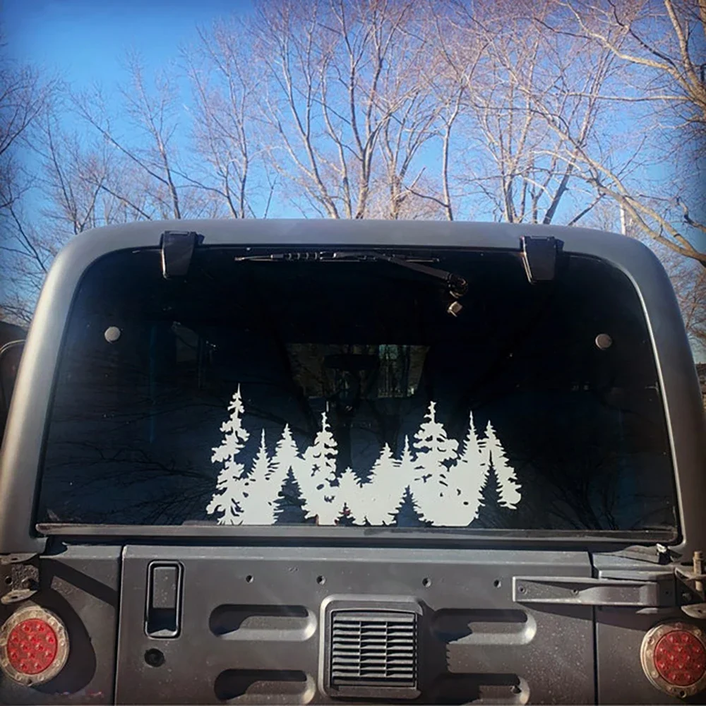 Autocollant en vinyle d'arbres, autocollant de montagne, décor de fenêtre de voiture, sparadrap de forêt naturelle pour décoration de téléphone portable, autocollants muraux d'aventure