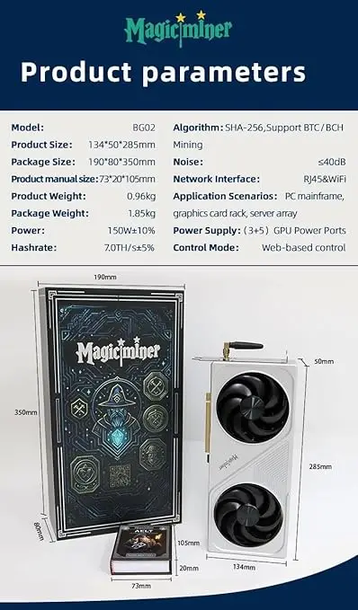 KIC Magic Miner BG02-7TH/s Bitcoin Miner، 150W فائقة الكفاءة SHA-256 ASIC، عامل نموذج وحدة معالجة الرسومات، Bitaxe BM1368، WiFi #3