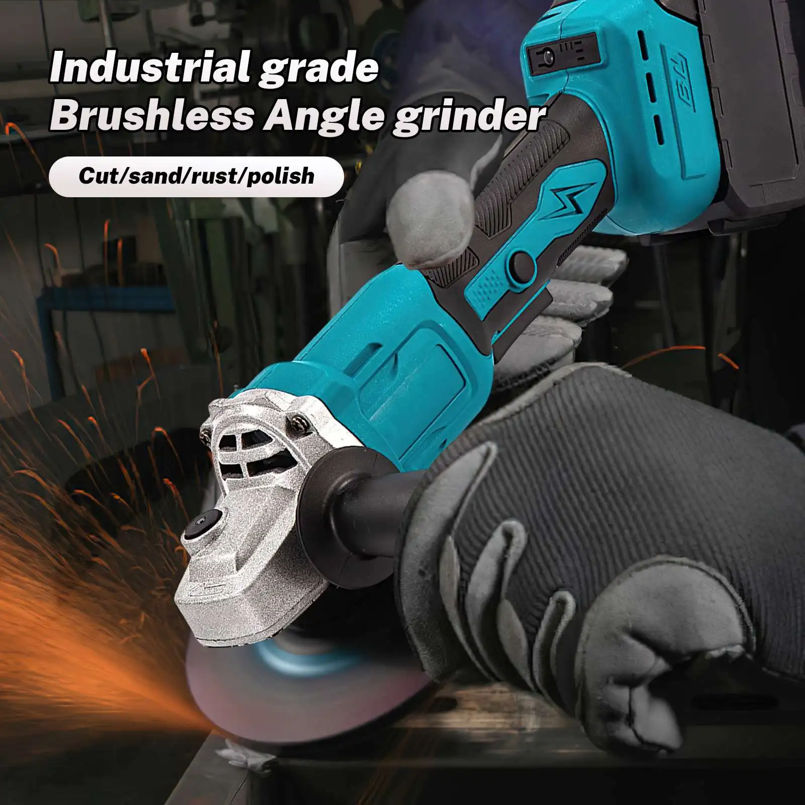 125MM Brushless Electric Angle Grinder 3 gear Speed for Makita Battery Grinder Cutting Machine Woodworking Power Tool