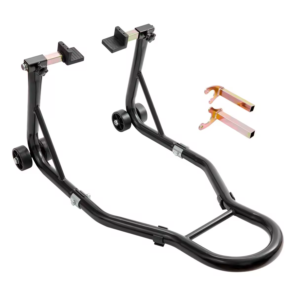 Soporte Elevador de Rueda Trasera para Motocicletas | Capacidad 385 kg | Ajustable, Compatible con Marcas Yamaha, Honda, Suzuki, Kawasaki | Acero Reforzado, Fácil Montaje, Ideal para Mantenimiento y Limpieza