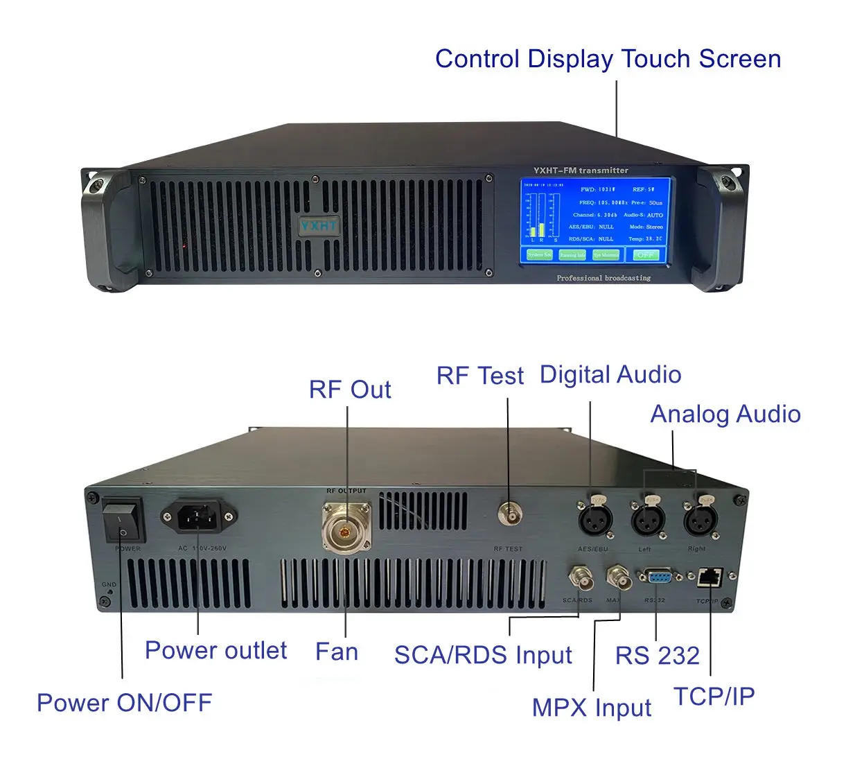 YXHT-2, 1000W FM Transmitter 1KW Stereo Broadcast Equipment For School, Church, Radio Stations