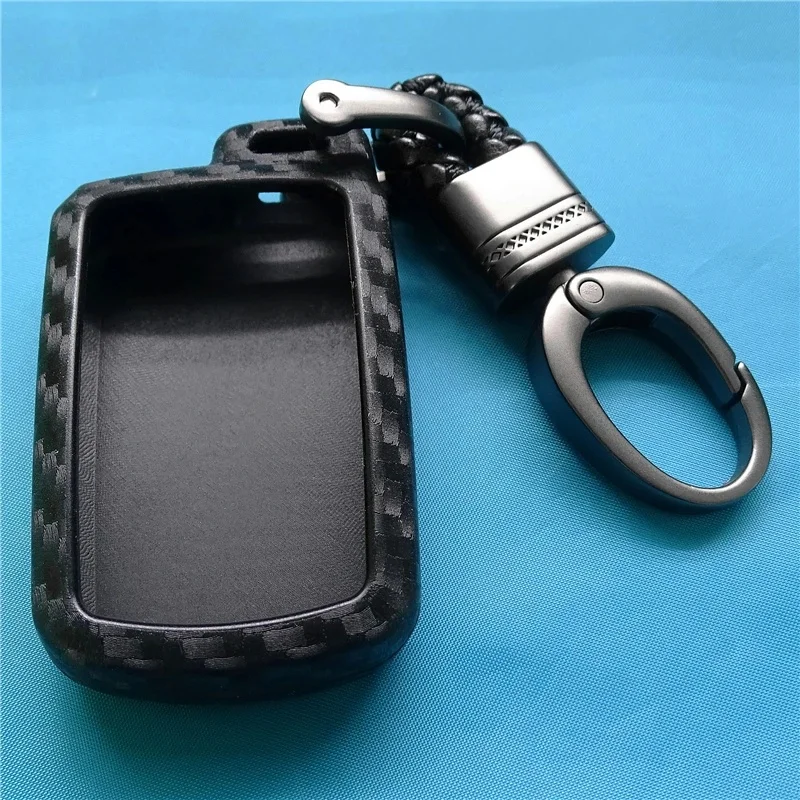 1 szt Silikonowy brelok do kluczy samochodowych z włókna węglowego do Toyoty Camry Corolla Avalon Rav4 Land Cruiser Brelok do kluczy — zdjęcie 2