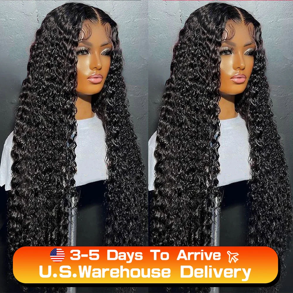 40inch Water Wave Curly Lace Frontal Wigs 13x5 13x6 HD Deep Wave Lace Frontal Wig 360 Full Human Hair Wigs For Women On Sale