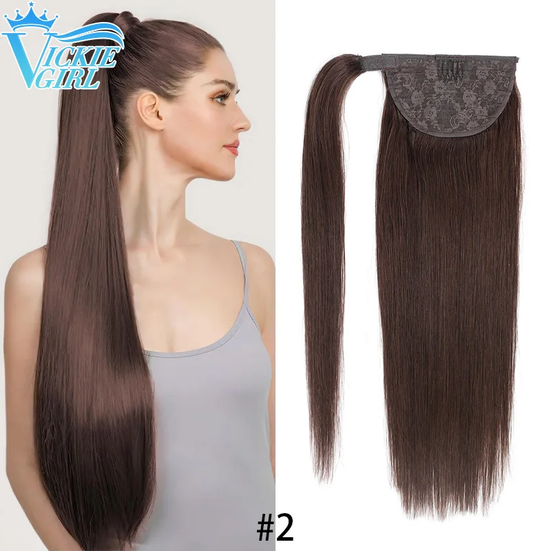 كليب في ذيل حصان الشعر البشري التفاف حول ذيل الحصان كليب على وصلات الشعر للنساء 100% قطعة شعر حقيقية 12-26 بوصة أشقر رمادي