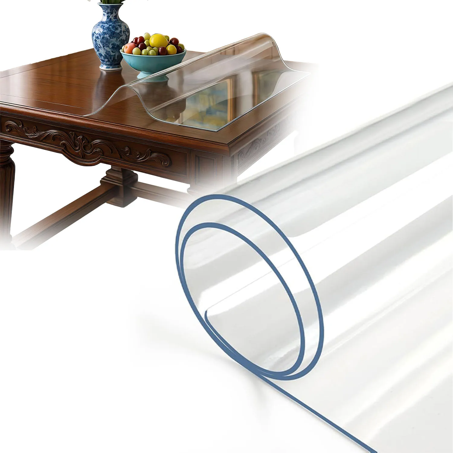 Transparenter PVC-Tischschutz, geruchsneutrale Tischdecke, geeignet für Esstisch, Schreibtisch, Beistelltisch, rechteckig, 1,5 mm dick, 90×150cm