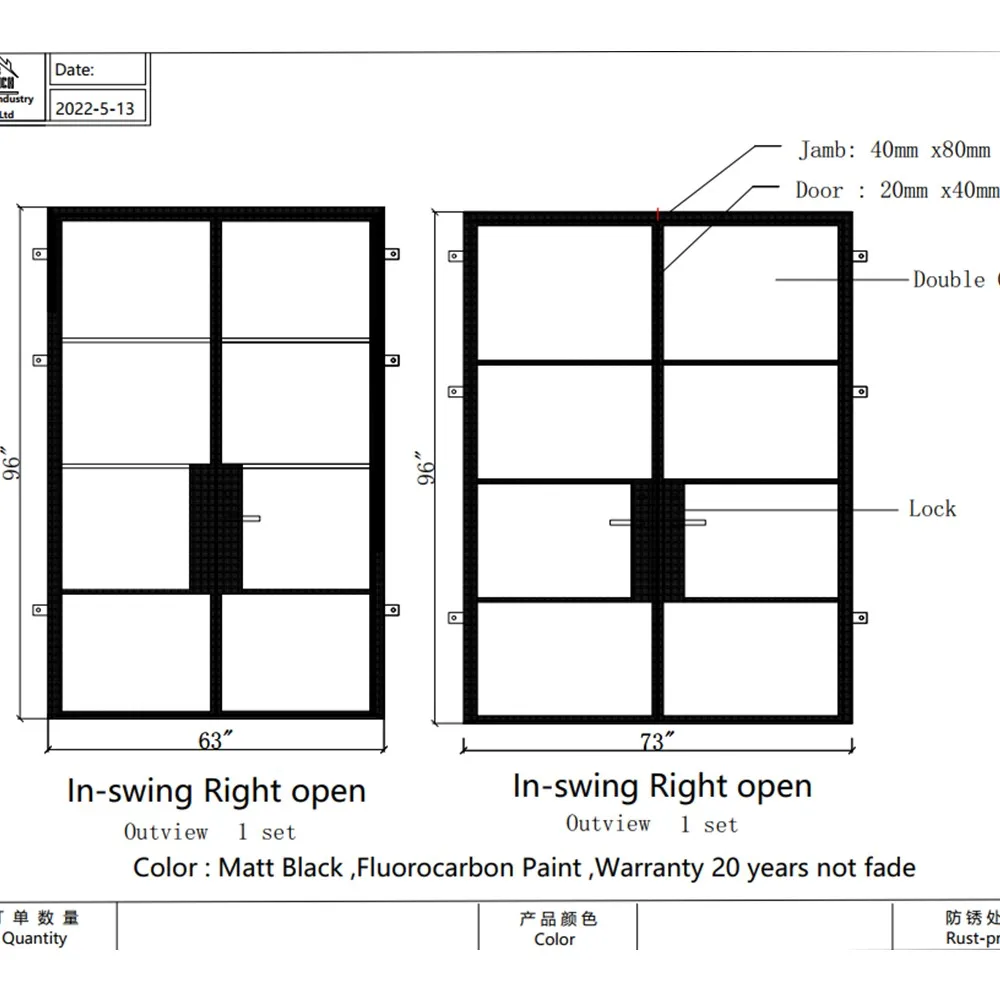 Hench 5mm vidrio Metal puertas de acero francés diseño de ventanas fabricantes de China proveedores de fábrica