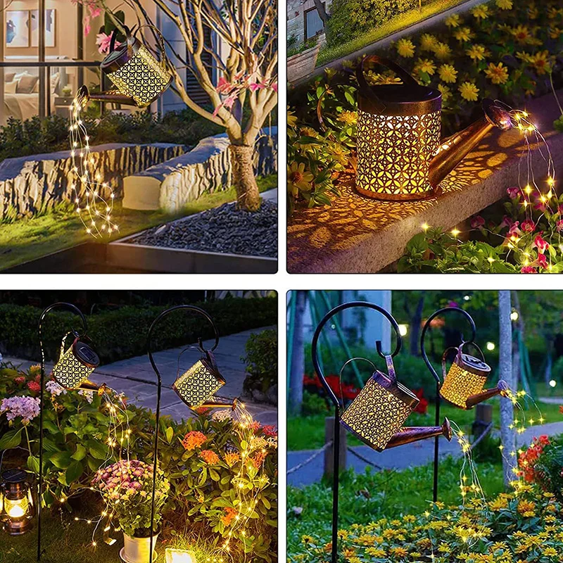 1pc Solar Powered Watering Jar Lights Solar Angel Moon Girl Fairy Teapot Light With Waterproofing, Christmas Atmosphere Lights, Large Hanging Solar Lights For Outdoor Garden, Terrace, And Courtyard Channel Decoration