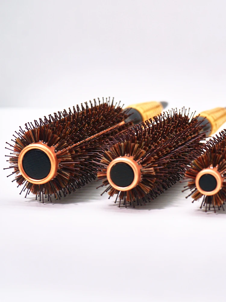 3 Sizes Aluminum Tube Round Brush Professional Salon Styling Tools Hairdressing Curling Hair Brushes Nylon Bristle Detangle Comb