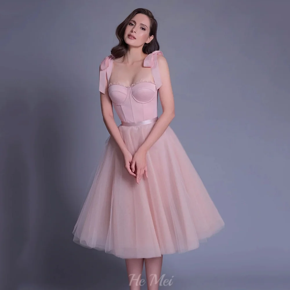 

Customized Prom Dress Sweetheart Neck A Line Party Gowns Simple Tank Elegant Evening Dress Tea Length فساتين سهرة