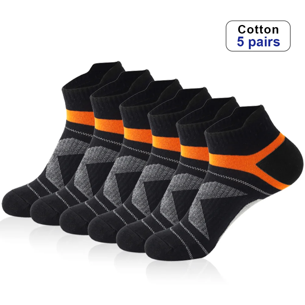 Calcetines tobilleros de algodón transpirables para hombre, medias cortas de alta calidad, informales, para deportes al aire libre, talla 38-45, 5