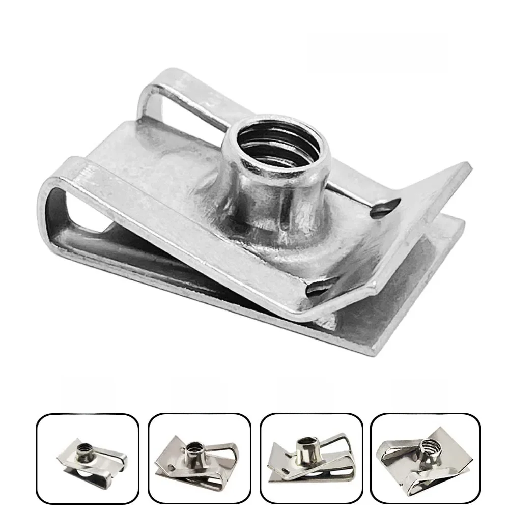 10 pièces en acier inoxydable U Type Clips plaque feuille ressort écrou M6 M5 M4 M8 8mm 5mm 6mm 4mm Reed écrous pour voiture moto Scooter ATV