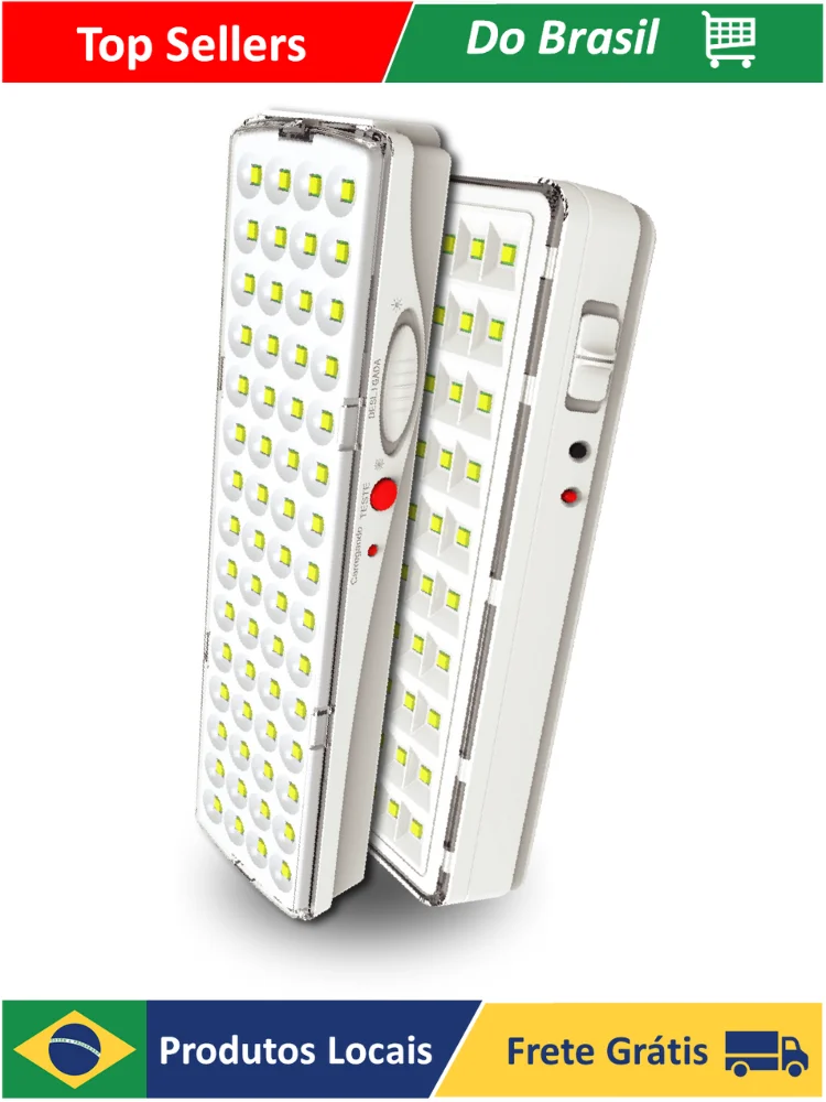 Luminária Emergência Lâmpada 30 ou 60 Leds Recarregável Bivolt Luz Branca