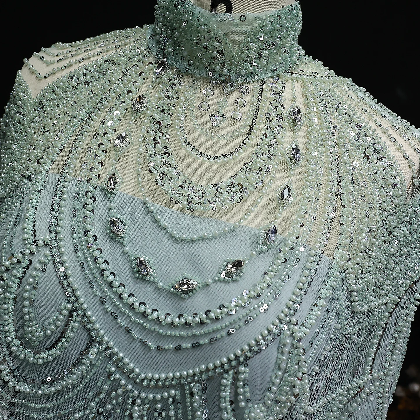 Sharon Said Luxuriöses Perlenbesetztes Dubai Nude Abendkleid für Arabische Frauen Hochzeit Eleganter Kaftan Formelle Partykleider SS780 Maßanfertigung – Detail 20