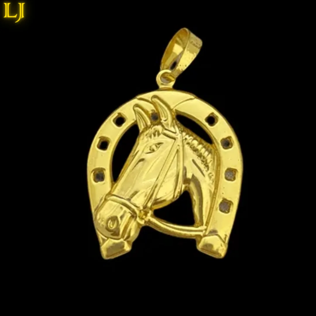 Men's Ancient Horseshoe Coin Pendant with Nordic Gold Horse-Eternal Guarantee in Color! Identical 18K gold pendants