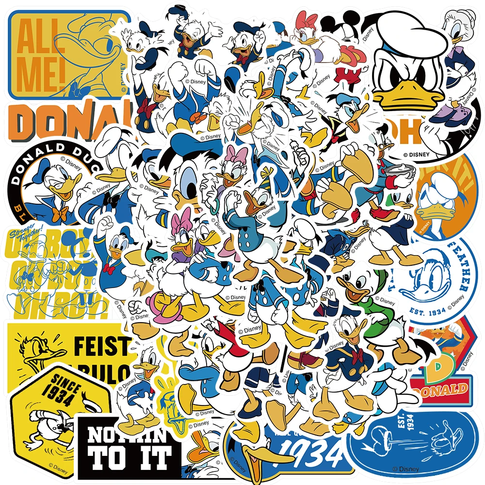 50PCS Donald Duck Stickers For Scrapbook Diary Laptop Luggage Skateboard Graffiti Decal Fun Classic Toys