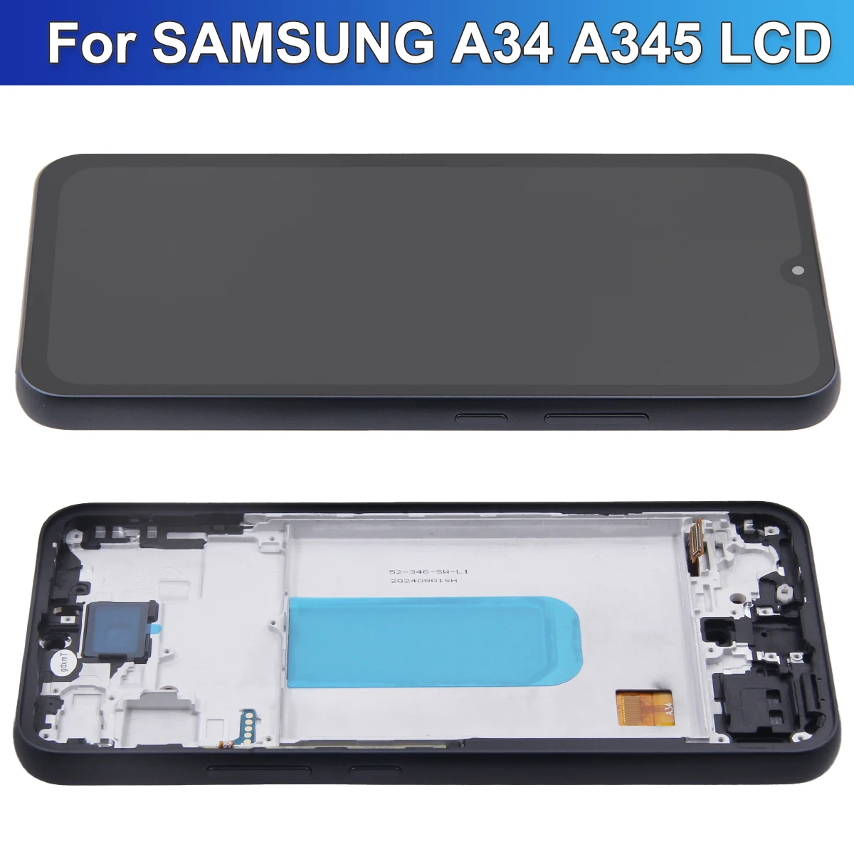 Super AMOLED Screen for Samsung Galaxy A34 A346B A346B/DS Lcd Dispaly Digital Touch Screen with Frame for Samsung A34 Assembly