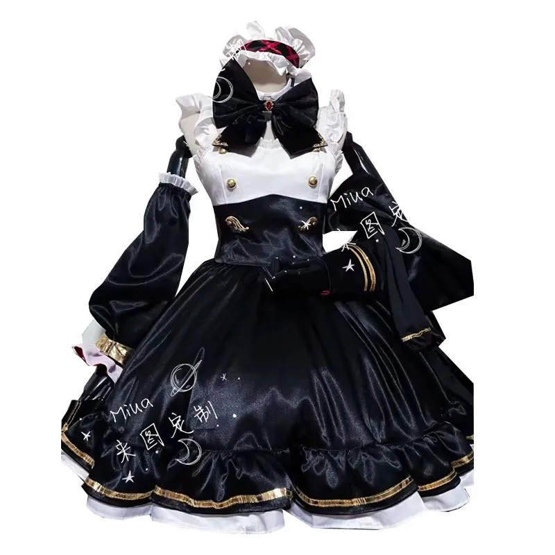 Custom Made Vtuber Mori Calliope Cosplay Costume Black Maid Suits Uniform Women Anime Outfits Halloween Dress Tailor Clothes Cos