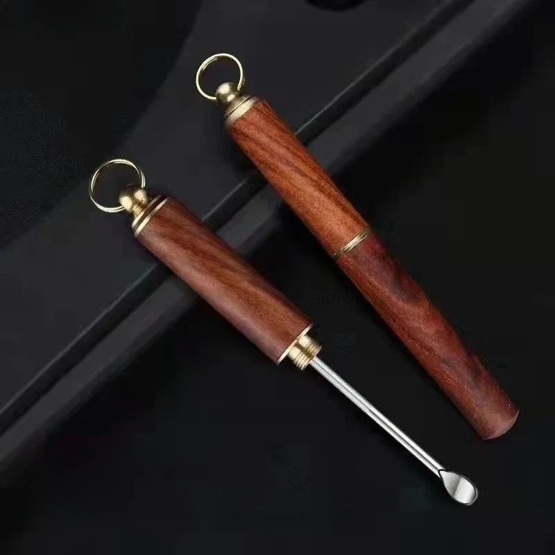 Przenośny mini brelok do czyszczenia uszu z litego drewna Narzędzie do usuwania woskowiny Nettoyage Oreille Earpick Łyżka do uszu Dołączony brelok do kluczy — zdjęcie 2