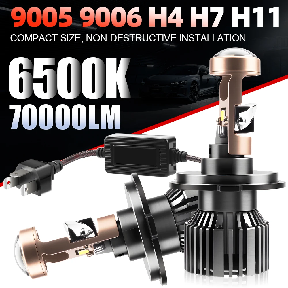 

2Pcs 300W 70000LM H7 Canbus Car Headlight Mini Lens H11 9005 9006 HB3 HB4 H4 LED Projector Bulbs 6500K Auto Motorcycle Mini Lens