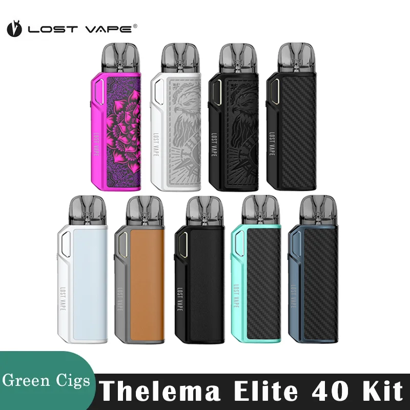 Original Lost Vape Thelema Elite 40 Kit Vape 40W 1400mAh Battery Quest 2.0 Chip 3ml E Plus Cartridge E Cigarette Vaporizer