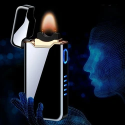 Electric Arc Large Flame Creative Charging Lighter Side Power Display For Ignition Outdoor Portable High End Lighter Men's Gift