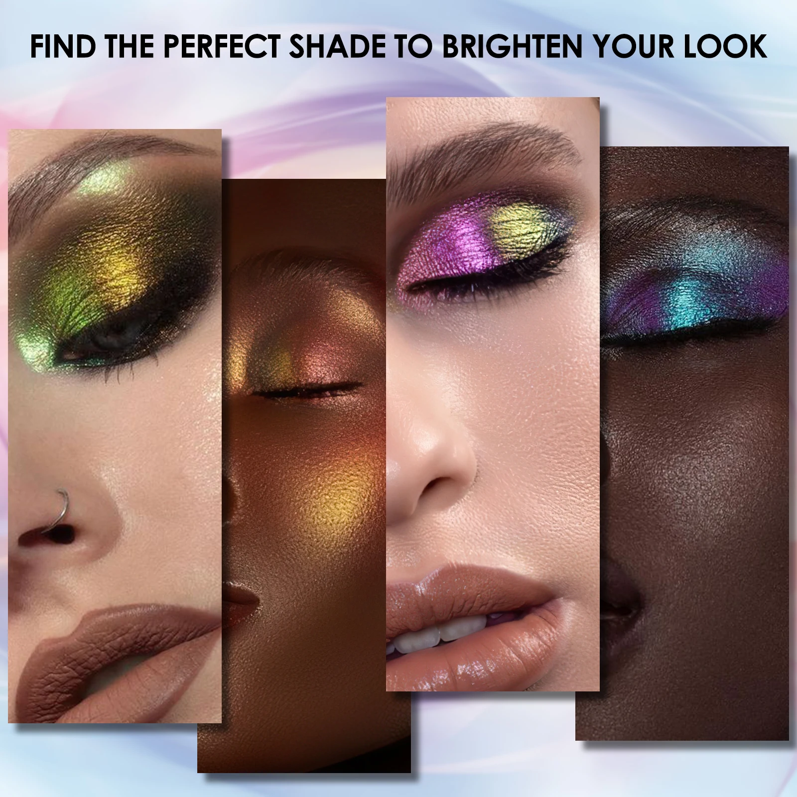 FOCALLURE Shimmer Eyeshadow Chameleon Monochrome Shadows 23 Colors Metallic Glitter Palette Shadows Make-up for Women Cosmetics