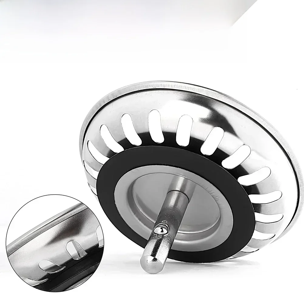 Sitko do zlewu kuchennego 304 korek wody ze stali nierdzewnej 80/82/84MM zlew do łazienki filtr wody wtyczka zlew odpływowy akcesoria do zlewu — zdjęcie 2