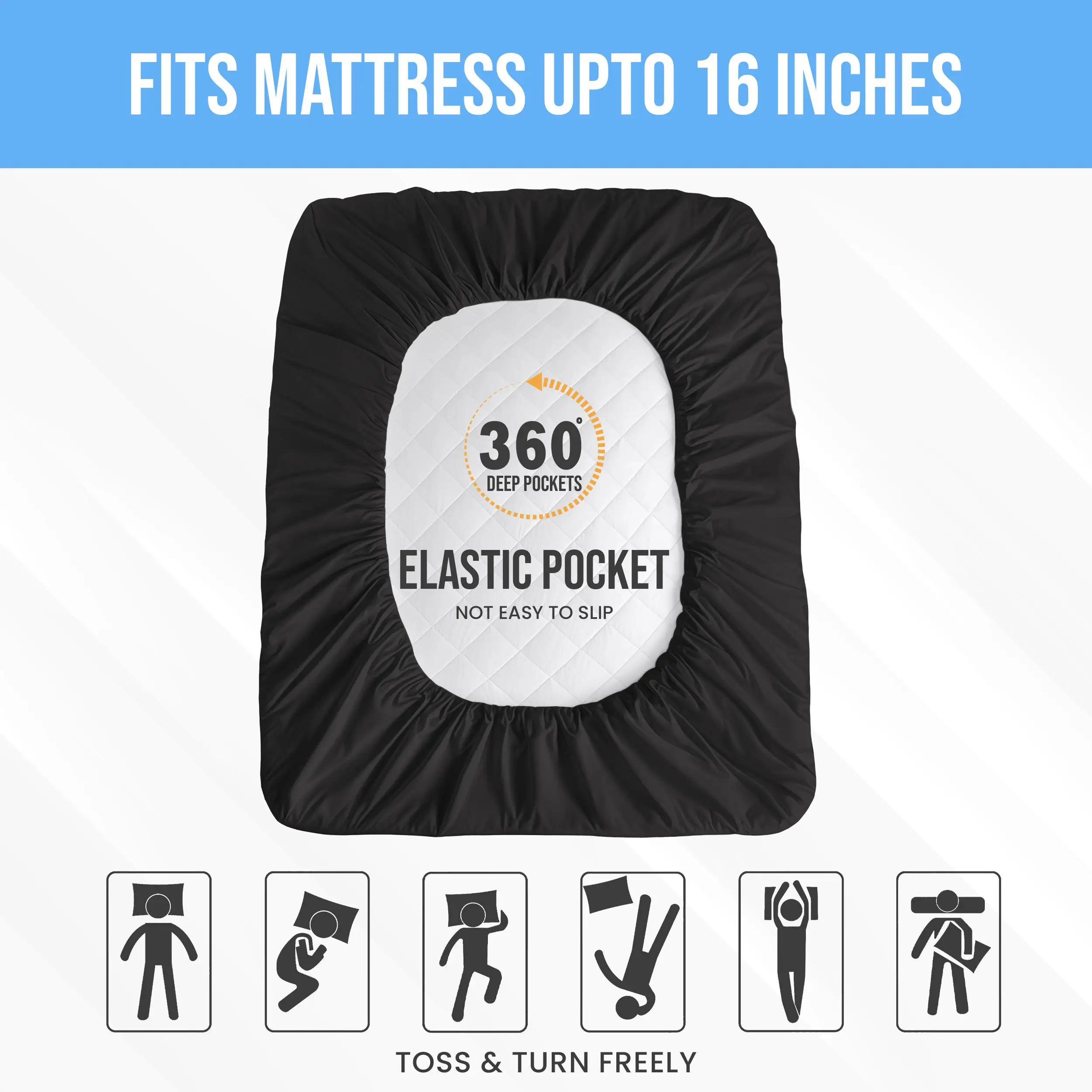 وسادة مرتبة مبطنة من Lux Décor - غطاء حماية مرن يصل إلى 16 بوصة بجيب عميق، جزء علوي بدون ضوضاء #6