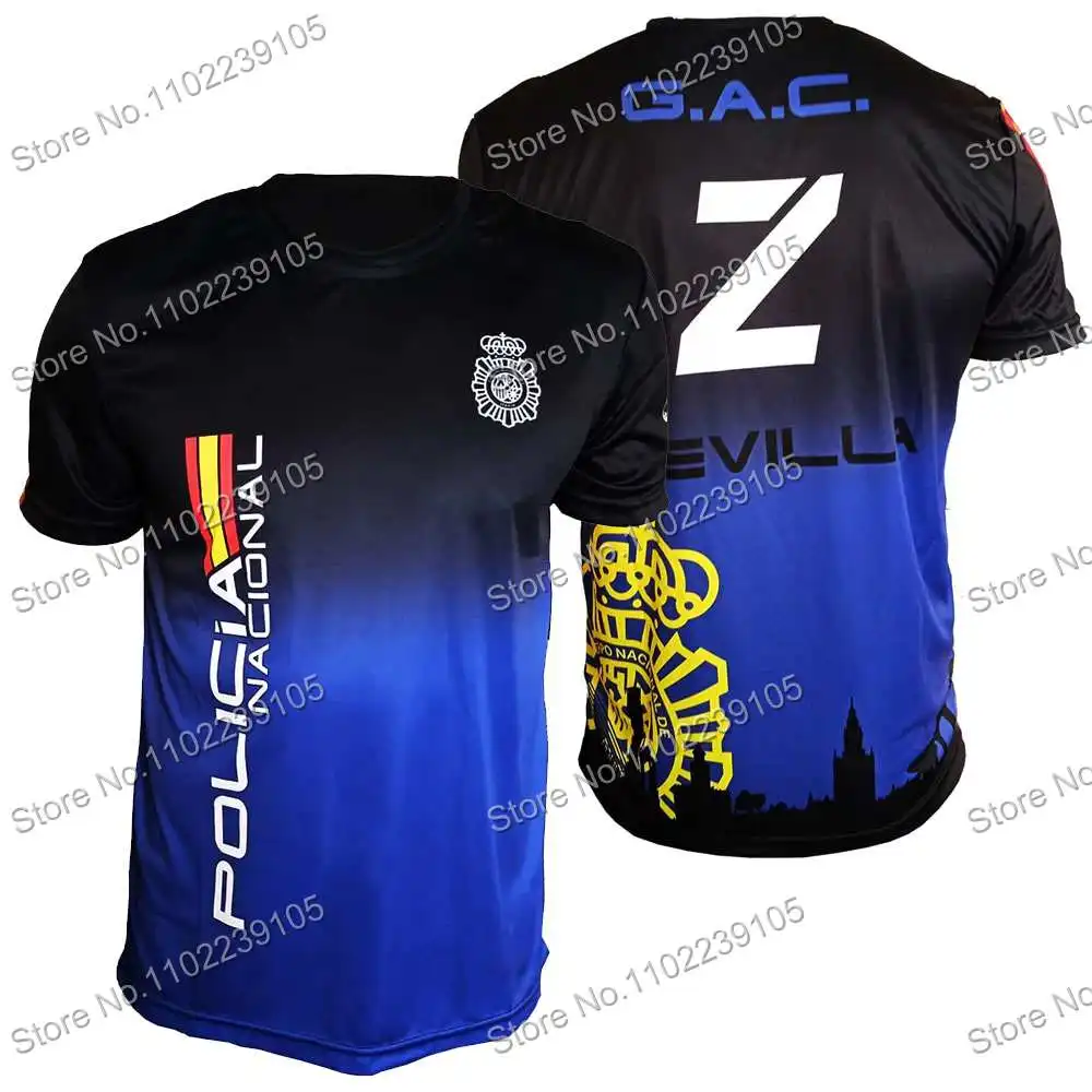 2023 Spanish GAC Seville National Police T Shirt Spain Outdoor Tech Shirts Men MTB Clothing Training Tops Fitness Jersey