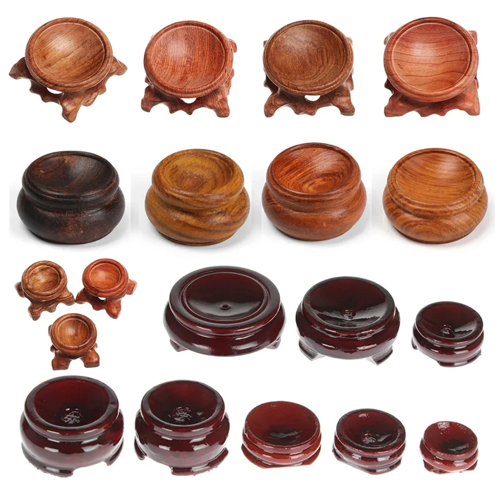 Support en bois de base de boule de cristal de figurine, ornements de bureau d'artisanat, présentoir d'accessoires de photographie, support de pierre de sphère, 1 PC