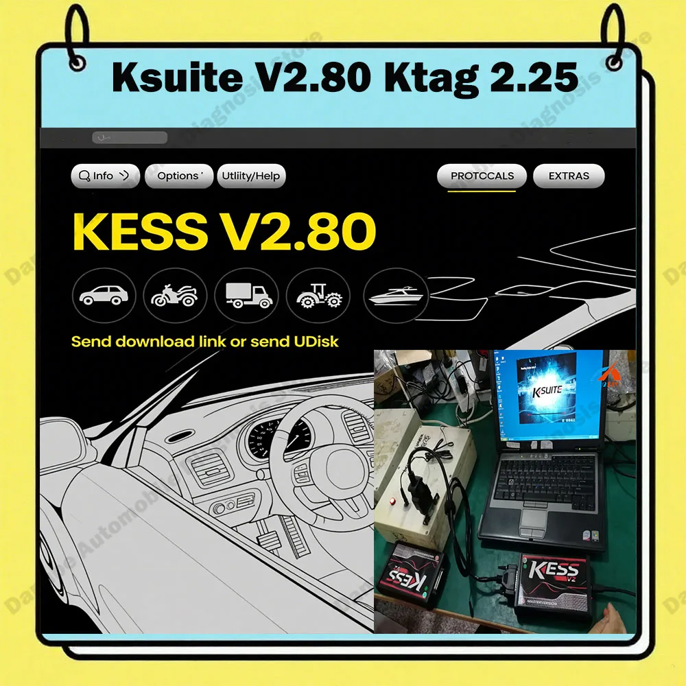 

New Version Car Tools KESS V5.017 ECU Programmer with KTAG 2.25 CLONE Checksum Chip Tuning Software Ksuite V2.80 for Automotive