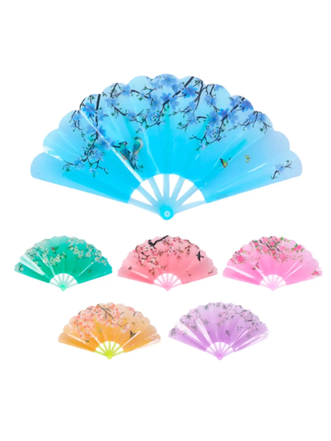 Paquete de 12 Abanicos Plegables con Diseño de Flores