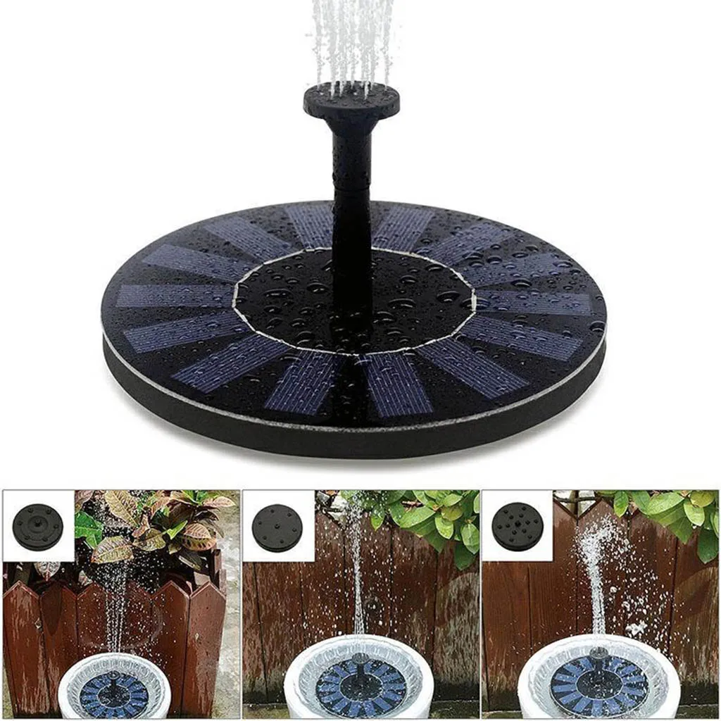 Bomba de agua solar para fuente, para bebedero de pájaros, estanque de peces, fuente de agua para exteriores, con boquillas solares para bebedero de pájaros/estanque de peces/estanque pequeño/jardín