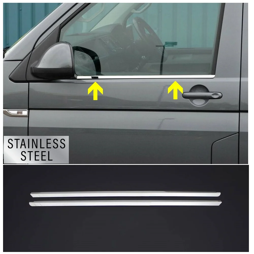 

For VW Transporter T6 Chrome Window Trim 2 Pcs 2015-2019 Models. Stainless Steel. A+ Quality. Car Accessories