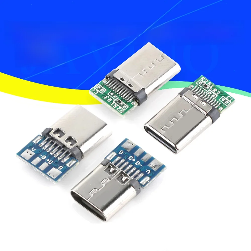 10 szt. złącze USB 3.1 typu C 24-pinowe gniazdo męskie / żeńskie Adapter do lutowania drutu i kabla 24-pinowe wsparcie płytki PCB — zdjęcie 2