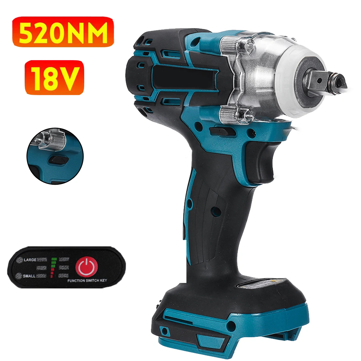 Brushless Cordless Electric Impact Rechargeable 1/2 inch French Power Tools Compatible for Makita 18V Battery