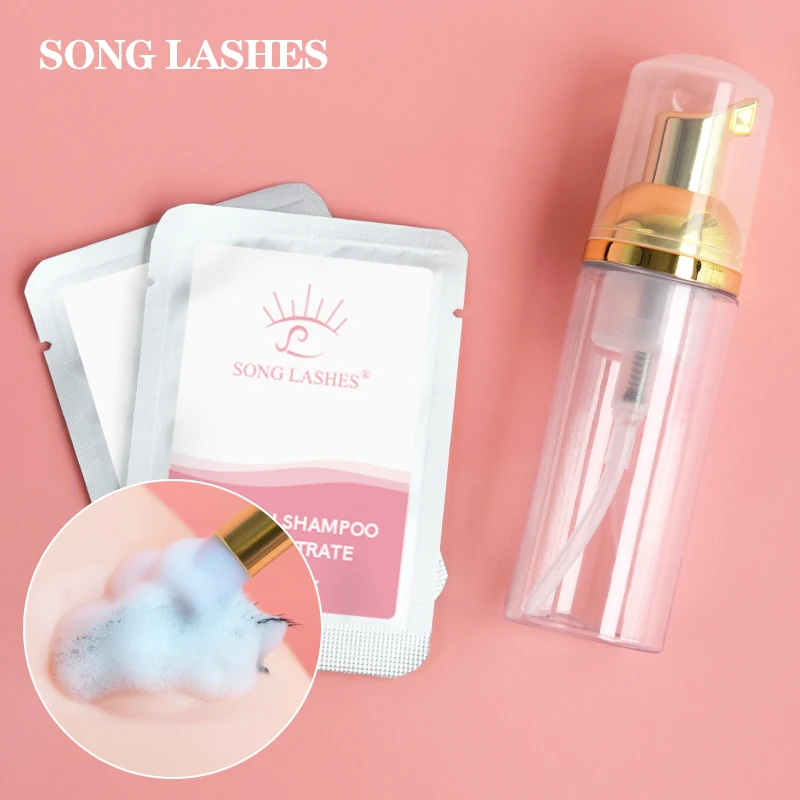 Song Lashes Lash shampoo+Empty Shampoo Bottle Concentrate Lash Bath Foam Cleanser Mousse Friendly For Eyelashe Extension Makeup